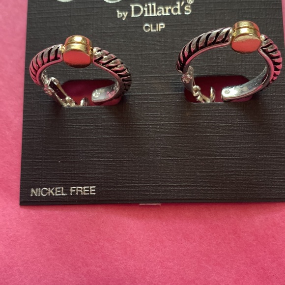 Scroll by Dillards clip earrings silver and gold finish - Picture 4 of 4